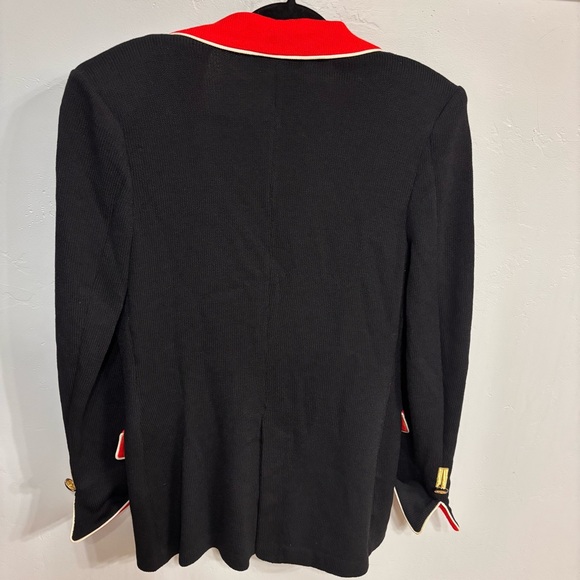 St. John Collection Black and Red Knit Jacket w Gold Buttons Sz 8 (runs big) EUC - Picture 2 of 13